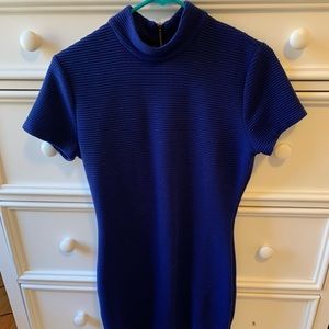 High Neck Blue Bodycon Dress